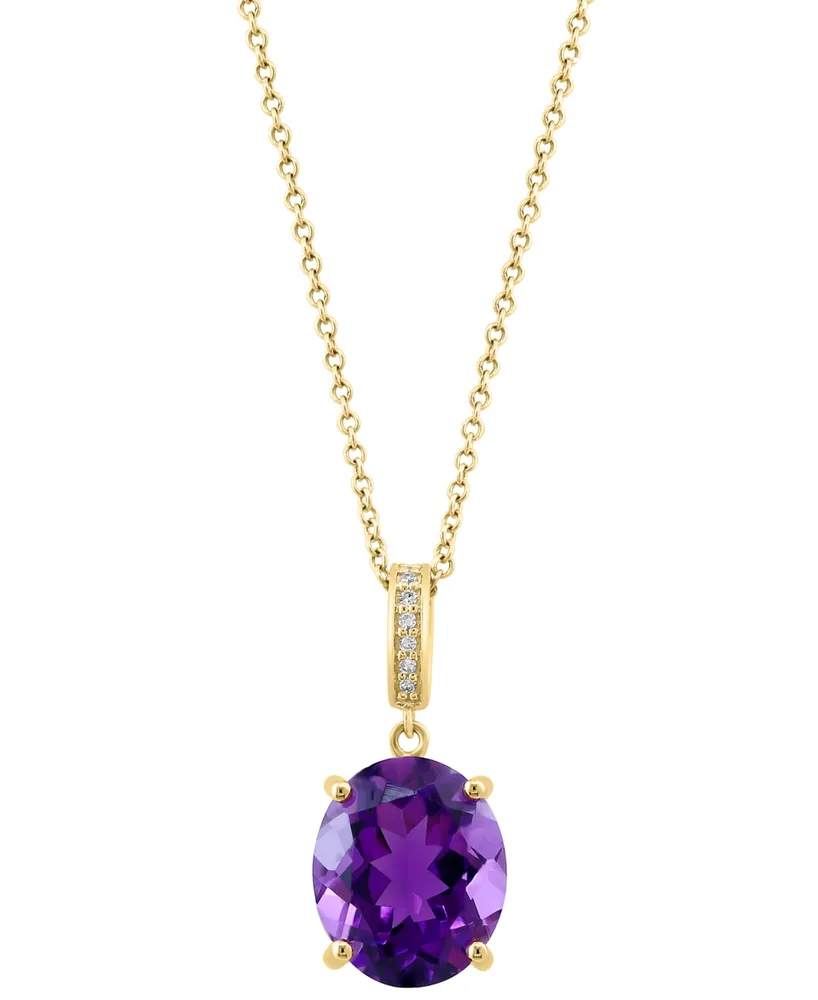 Effy Amethyst (4-3/8 ct. t.w.) & Diamond Accent 18" Pendant Necklace in 14k Gold