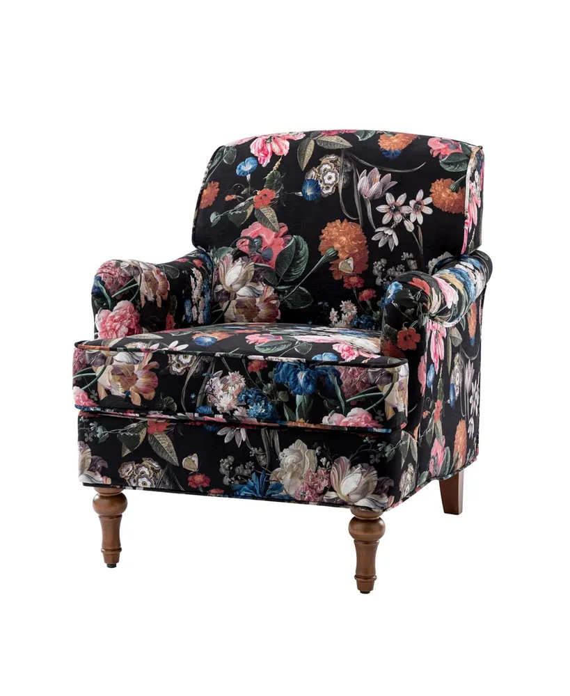 Kirt Traditional Pattern Accent Chair with Turned Legs