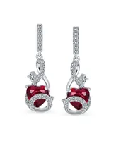 Bling Jewelry Cubic Zirconia Infinity Swirl Cz Accent Cz Red Heart Dangling Earrings For Women Sterling Silver