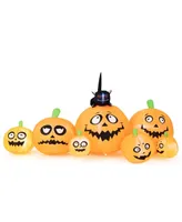 Slickblue 8 Feet Long Halloween Inflatable Pumpkins with Witch's Cat