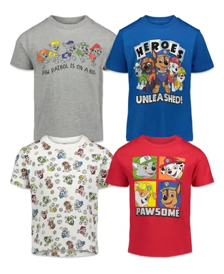 Paw Patrol Chase Marshall Rubble Rocky 4 Pack Graphic T-Shirts Toddler |Child Boys