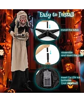 5.2 Ft Halloween Animated Standing Greeter Old Lady Animatronic