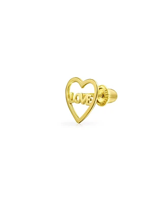 Bling Jewelry Petite Minimalist Helix14K Yellow Gold Cartilage Ear Lobe Piercing Word Symbol Of Love Heart Stud Earring Daith 1 Piece