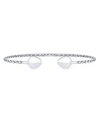 Boho Western Arrow Heart Tips Twist Design Stackable West Indian Bangles Bracelet For Women Teens Solid .925 Sterling Silver Strong 7.5 Inch Wrist