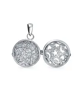 Bling Jewelry Filigree Star Round Circle Aromatherapy Essential Oil Perfume Diffuser Keepsake Photo Heart Shape Locket Pendant Necklace Sterling Silve