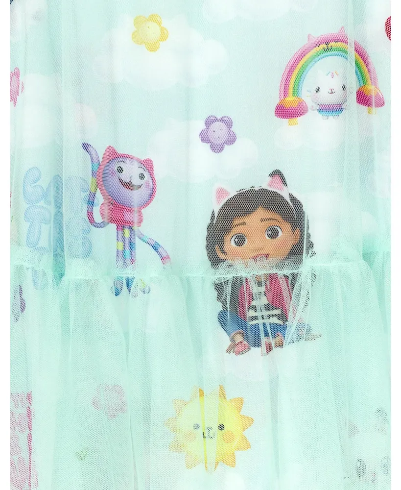Dreamworks Gabby's Dollhouse Pandy Paws Kitty Fairy Cakey Cat Girls Mesh Dress Toddler| Child