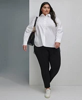 Karl Lagerfeld Paris Womens Plus Size Imitation Pearl Blouse Zipper Hem Leggings