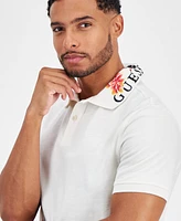 Guess Men's Embroidered Floral Short-Sleeve Polo Shirt