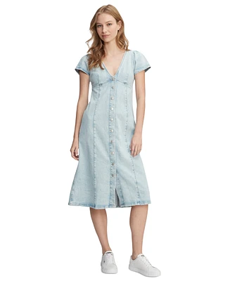 Tommy Jeans Women's Short-Sleeve Button-Up Denim Midi Dress