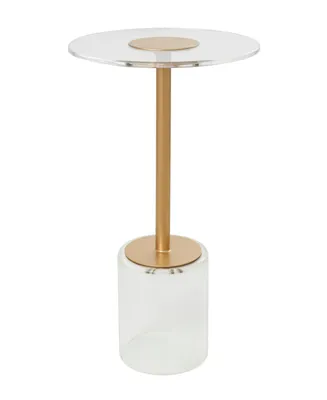 Rosemary Lane 16" x 16" x 23" Acrylic Elevated Base and Gold-Tone Stand Accent Table