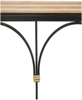 Rosemary Lane 43" x 15" x 31" Wooden Arched Wood Zig Zag Patterned Top and Rattan Accents Console Table