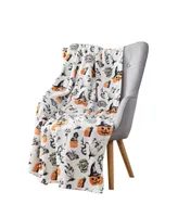 Kate Aurora Halloween Spooky Ghosts & Frankensteins Ultra Soft & Plush Oversized Accent Throw Blanket - 50 in. W x 70 in. L