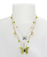 Betsey Johnson Faux Stone Butterfly Layered Necklace