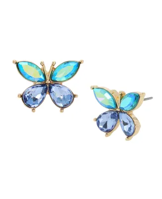 Betsey Johnson Faux Stone Butterfly Gem Stud Earrings