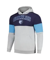 Men's Fanatics Navy Memphis Grizzlies Contrast Pieced Pullover Hoodie