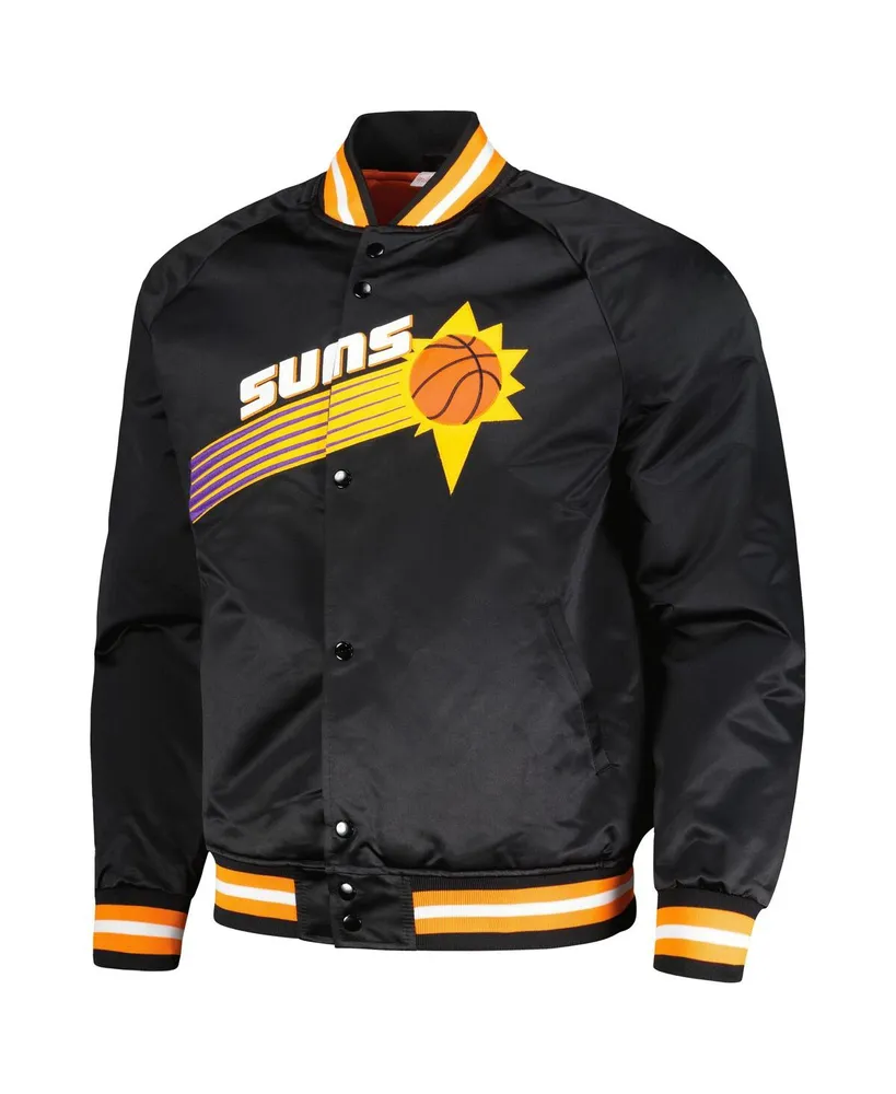 Men's Mitchell & Ness Phoenix Suns Hardwood Classics Throwback Wordmark Raglan Full-Snap Jacket