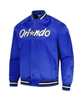 Men's Mitchell & Ness Blue Orlando Magic Hardwood Classics Throwback Wordmark Raglan Full-Snap Jacket