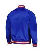 Men's Mitchell & Ness Blue Detroit Pistons Hardwood Classics Throwback Wordmark Raglan Full-Snap Jacket