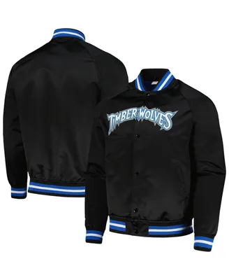 Men's Mitchell & Ness Minnesota Timberwolves Hardwood Classics Throwback Wordmark Raglan Full-Snap Jacket