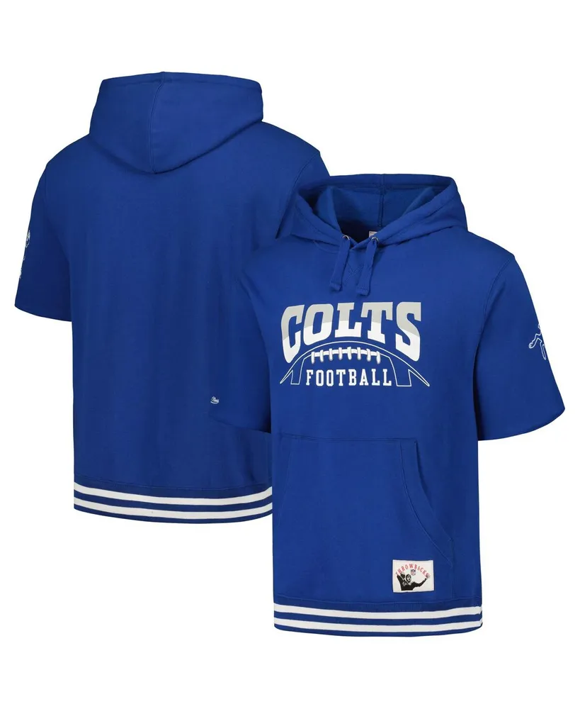 Men's Mitchell & Ness Royal Indianapolis Colts Pre-Game Short Sleeve Pullover Hoodie