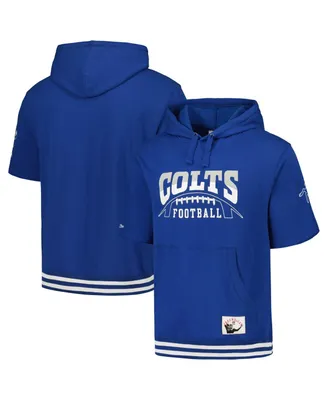 Men's Mitchell & Ness Royal Indianapolis Colts Pre-Game Short Sleeve Pullover Hoodie