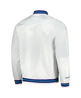 Men's Mitchell & Ness White Charlotte Hornets Hardwood Classics Throwback Wordmark Raglan Full-Snap Jacket