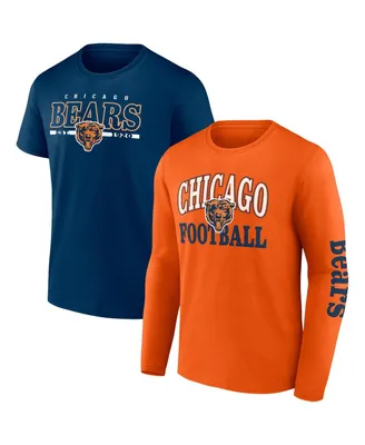 Men's Fanatics Orange, Navy Chicago Bears Throwback T-shirt Combo Set