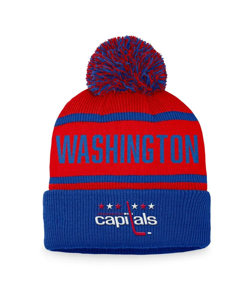 Men's Fanatics Red, Royal Washington Capitals Vintage-Like Heritage Cuffed Knit Hat with Pom