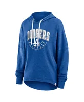 Women's Fanatics Heather Royal Distressed Los Angeles Dodgers Luxe Pullover Hoodie