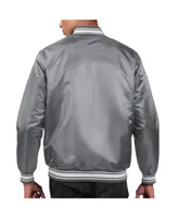 Men's Starter Gray Los Angeles Chargers Locker Room Satin Varsity Full-Snap Jacket