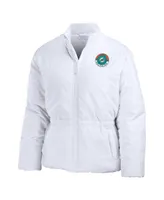 Women's Wear by Erin Andrews White Miami Dolphins Packaway Full-Zip Puffer Jacket