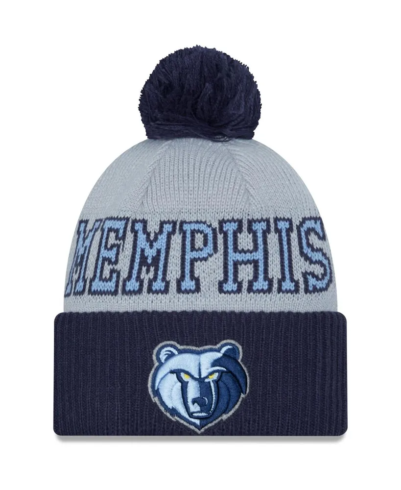 Men's New Era Navy, Gray Memphis Grizzlies Tip-Off Two-Tone Cuffed Knit Hat with Pom