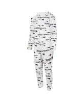 Men's Concepts Sport White New England Patriots Allover Print Docket Union Full-Zip Hooded Pajama Suit