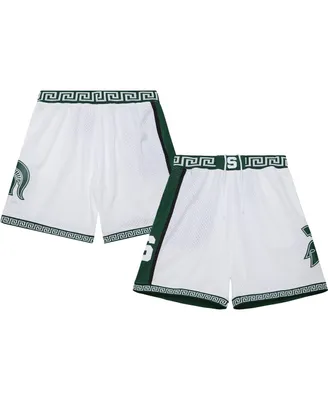 Men's Mitchell & Ness White Michigan State Spartans 125th Basketball Anniversary 1999 Throwback Shorts