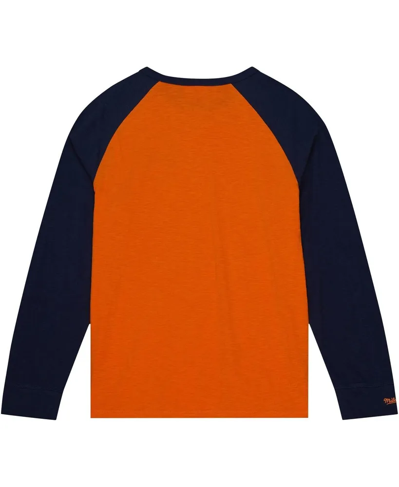 Men's Mitchell & Ness Orange Illinois Fighting Illini Legendary Slub Raglan Long Sleeve T-shirt