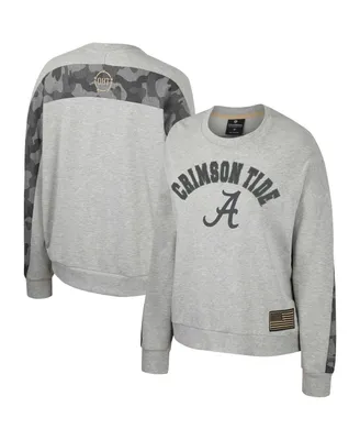 Women's Colosseum Heather Gray Alabama Crimson Tide Oht Military-Inspired Appreciation Flag Rank Dolman Pullover Sweatshirt