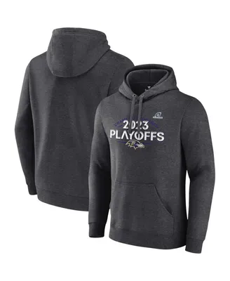 Men's Fanatics Heather Charcoal Baltimore Ravens 2023 Nfl Playoffs Fleece Pullover Hoodie