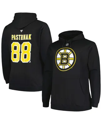 Men's Profile David Pastrnak Black Boston Bruins Big and Tall Name Number Pullover Hoodie