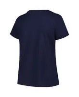 Women's Profile Navy Michigan Wolverines Plus Arch Over Logo Scoop Neck T-shirt