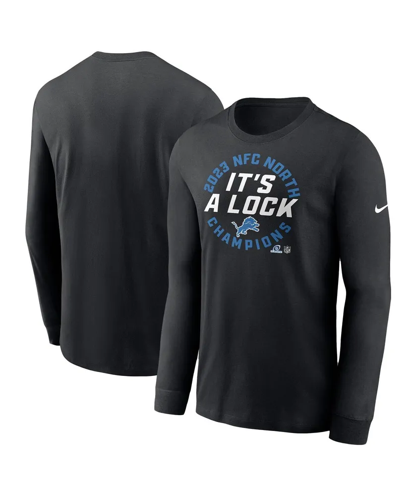 Men's Nike Black Detroit Lions 2023 Nfc North Division Champions Locker Room Trophy Collection Long Sleeve T-shirt