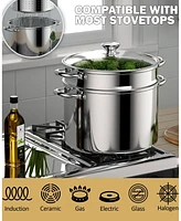 Cook N Home 4-Piece 8 Quart Multipots, Stainless Steel Pasta Cooker Steamer