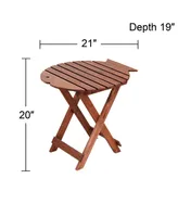 Monterey Farmhouse Rustic Acacia Wood Outdoor Accent Table 21" x 19" Natural Folding Slat Fish Tabletop for Spaces Patio House Balcony