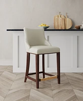 Manhattan Comfort Shubert Leatherette Upholstered Beech Wood Counter Stool
