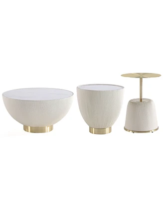 Manhattan Comfort Anderson 3-Piece Leatherette Upholstered Coffee Table and End Set