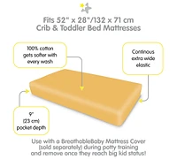 Breathable Baby Cotton Percale Fitted Sheet, For 52" x 28" Crib & Toddler Bed Mattress (2-Pack)