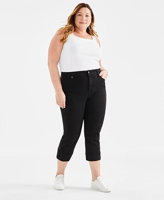 Style & Co Plus High-Rise Cuff Capri Jeans, Created for Macy's