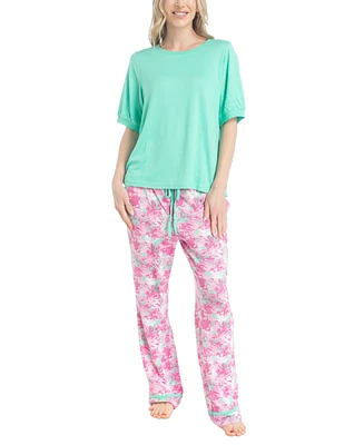 Muk Luks Women's 2-Pc. I Heart Lounge Printed Pajamas Set