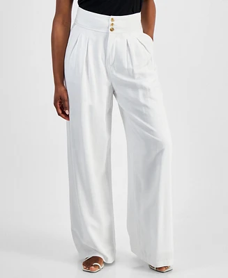 Bar Iii Petite High Rise Pleat-Front Wide Leg Pants, Created for Macy's