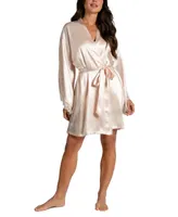 Linea Donatella Women's Brides Blush Satin Robe