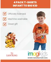 Disney Lion King Simba Pumbaa Nala Boys 4 Pack Graphic T-Shirts Toddler| Child